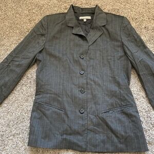 Anne Klein Blazer Jacket Women's Size 10‎ Gray Pinstripes